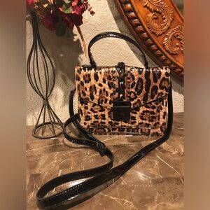 Aldo Leopard Print Crossbody Bag with Black Details